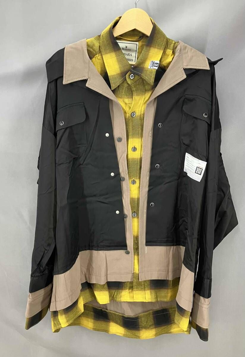 ★ MIHARA YASUHIROメゾン ミハラヤスヒロ ジャケットTriple Layered Shirt A10SH080 サイズ44 ブラック×イエロー 通年