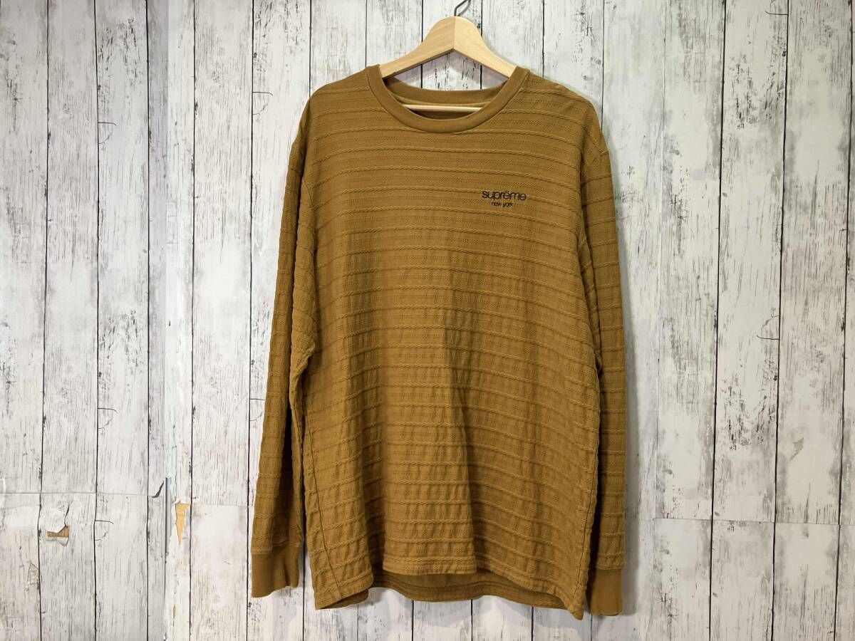 SUPREME 長袖Tシャツ ROPE STRIPE TOP LIGHT BROWN LONG SLEEVE TSHIRT ライトブラウン M