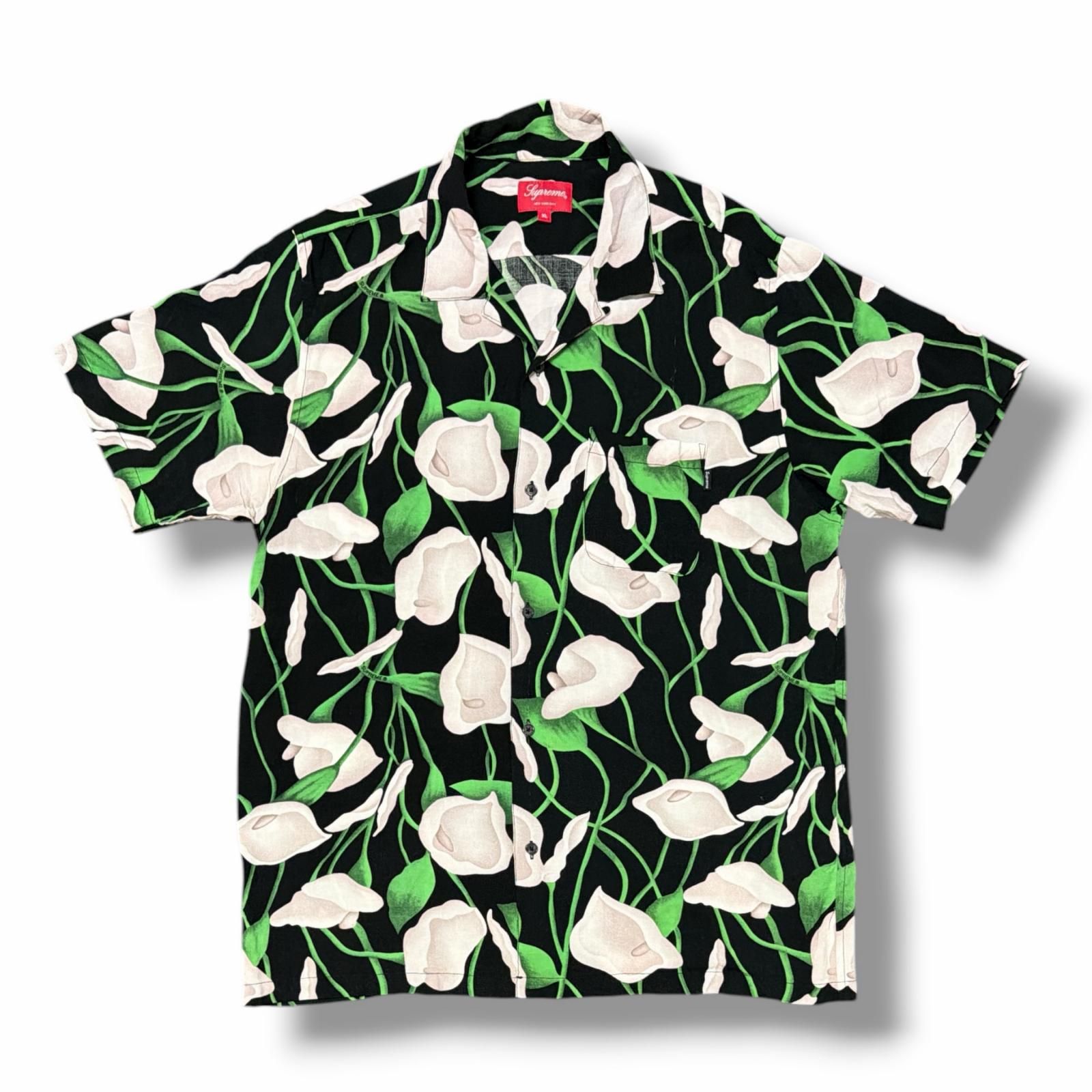 国内正規 Supreme 18SS Lily Rayon Shirt リリーレーヨンシャツ オープンカラーシャツ シュプリーム ブラック XL （13468M）