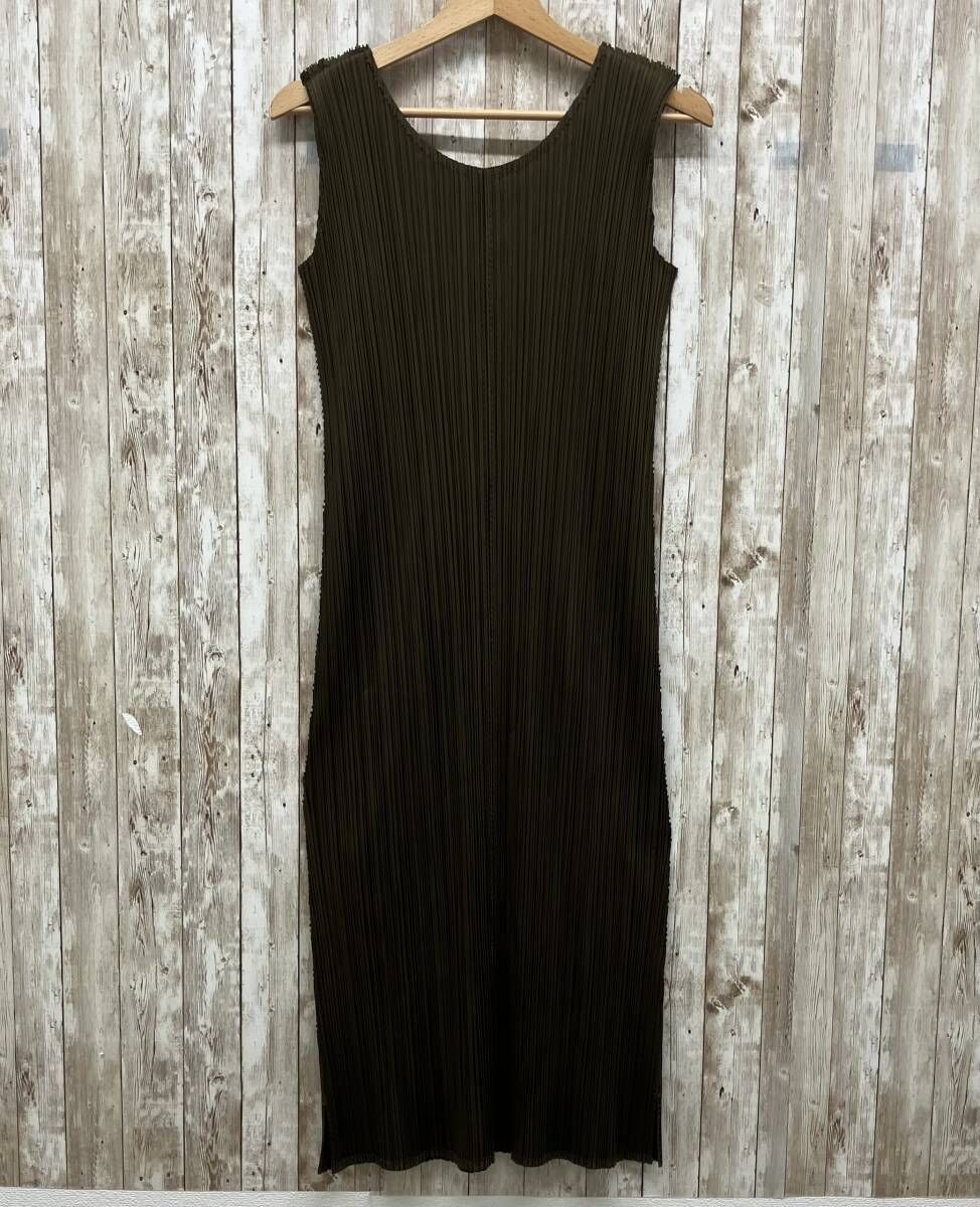 PLEATS PLEASE ISSEY MIYAKE イッセイミヤケ PP33-JH176 ノースリーブワンピース レディース カーキ サイズS