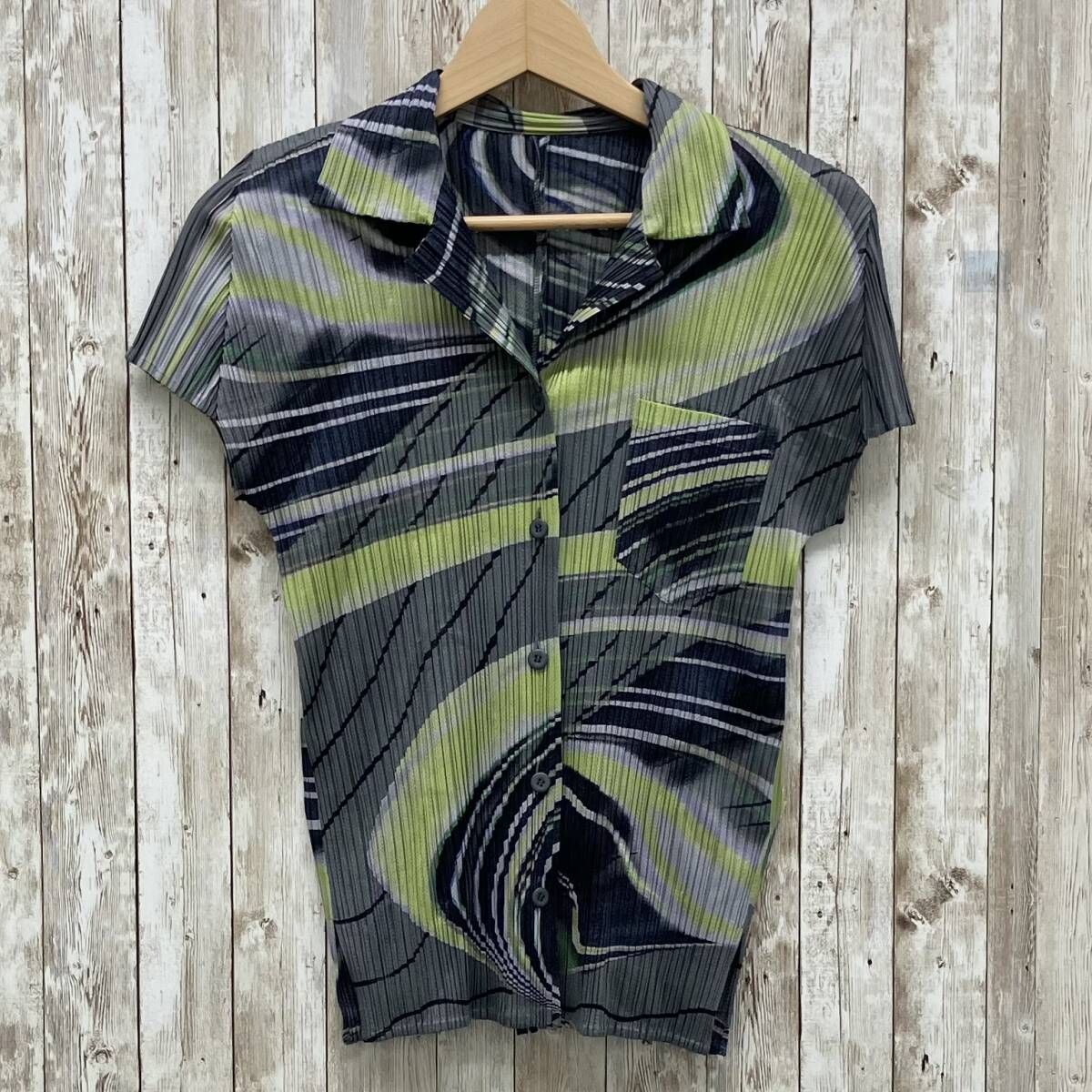 PLEATS PLEASE ISSEY MIYAKE イッセイミヤケ PP61-JJ723 レディース ブラウス 半袖シャツ size3 マルチカラー