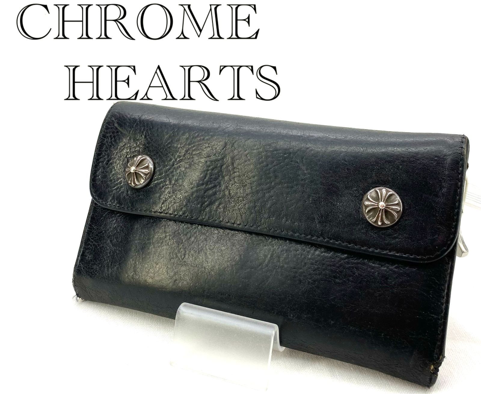 CHROME HEARTS クロムハーツ Wave Wallet ウェーブ ウォレット レザーウォレット クロス 鑑定済み_254067