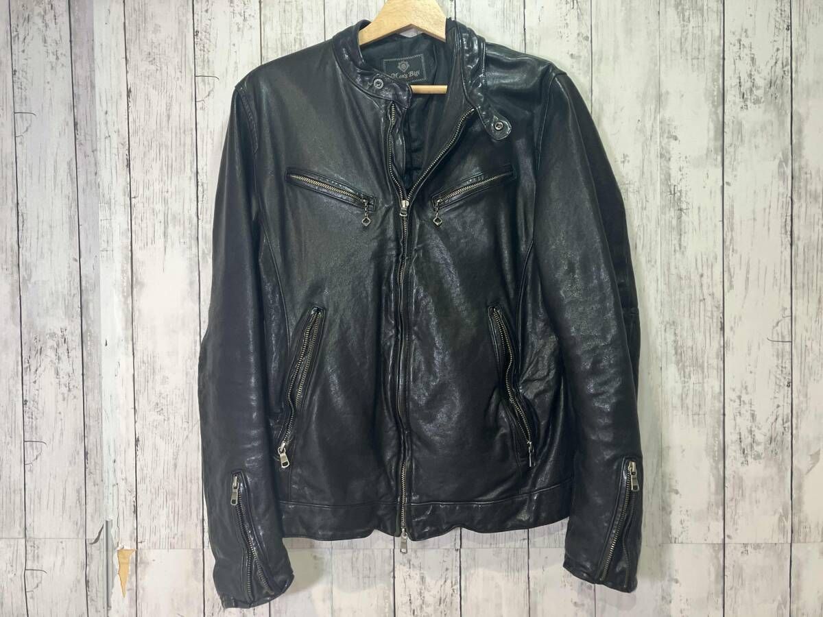 MEN'S BIGI メンズビギ ラムレザー 本革 ライダース ジャケット 03 ブラック 7,647円