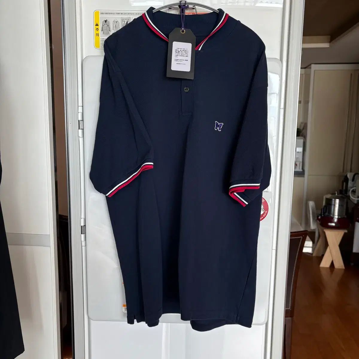 L ニードルズ ショールカラー ネイビー PKカラーTシャツ