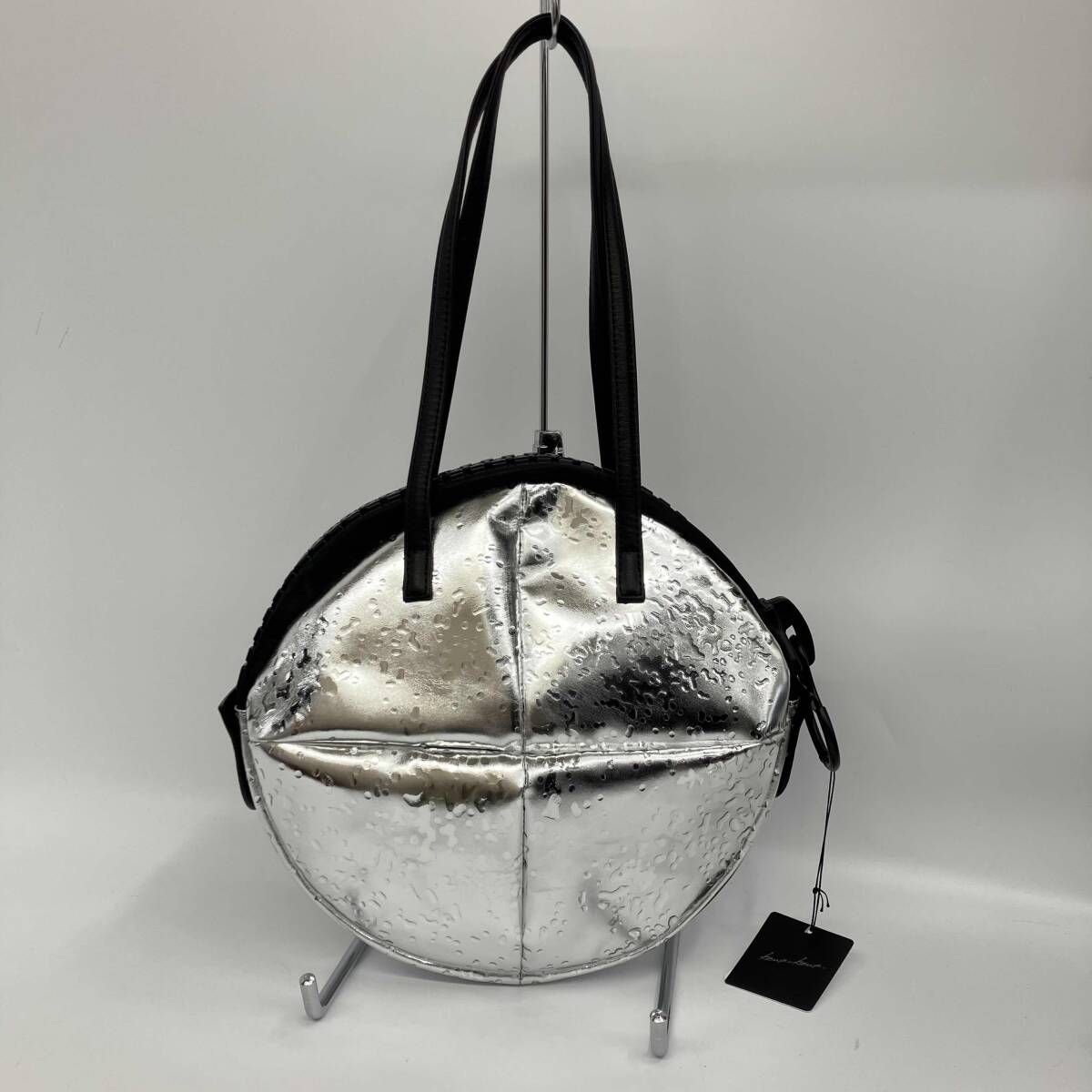 Kawa-Kawa/カワカワ／トートバッグ/シルバーレインドロップサークル／定価44000円未使用品