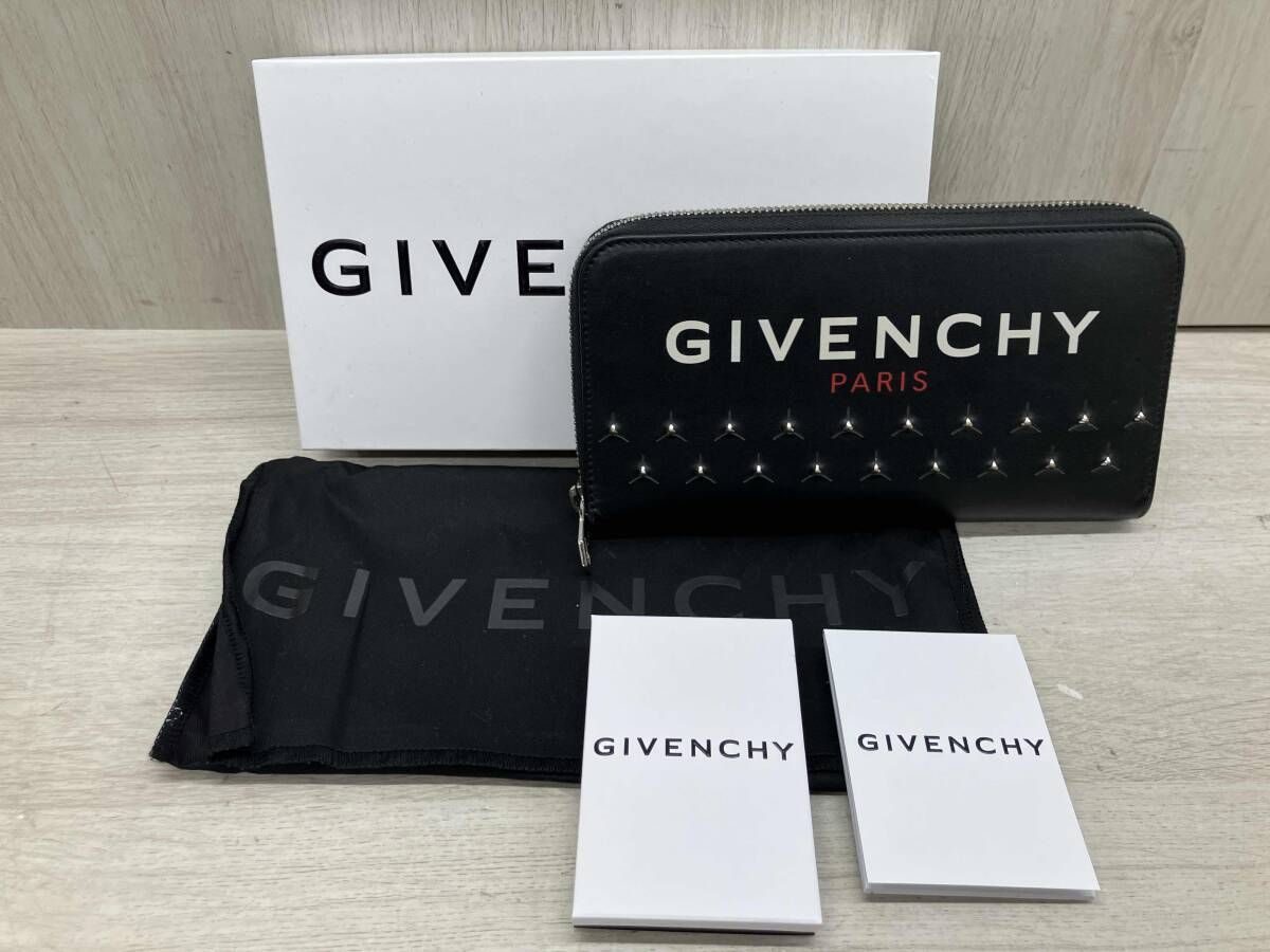 通年 GIVANCHY ジバンシー 長財布 ロゴプリント ブラック