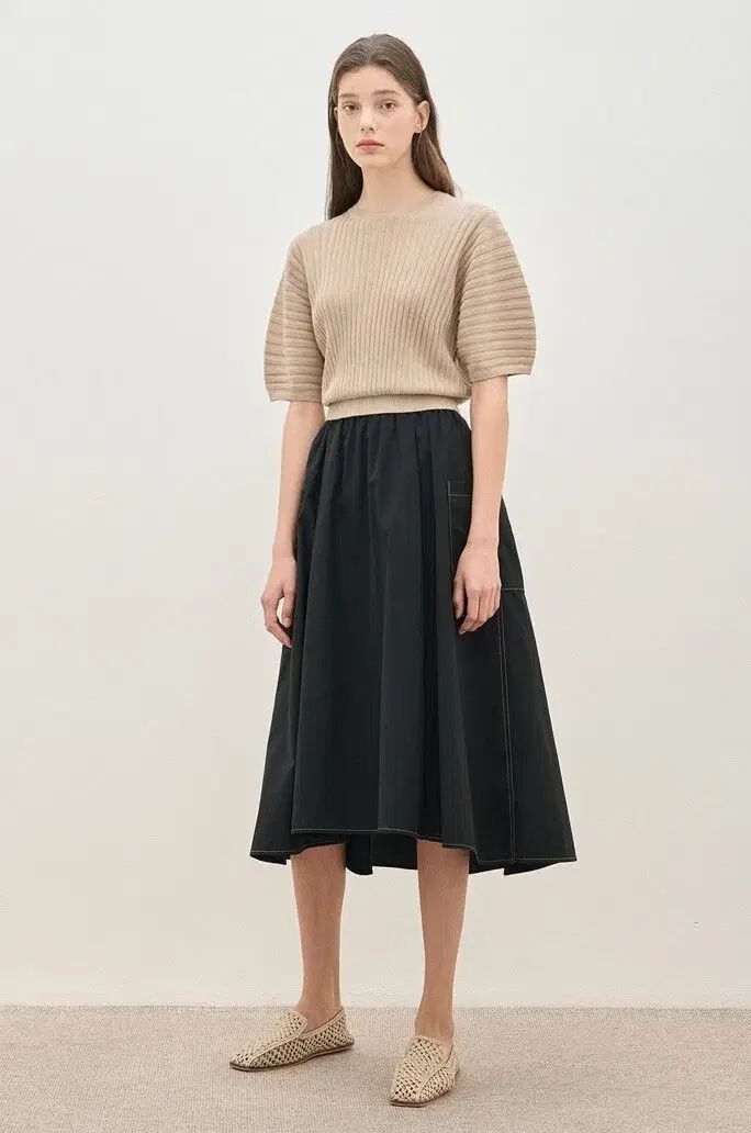 ハン The HANDSOME the CASHMERE 밴딩 スティッチ フレア スカート
