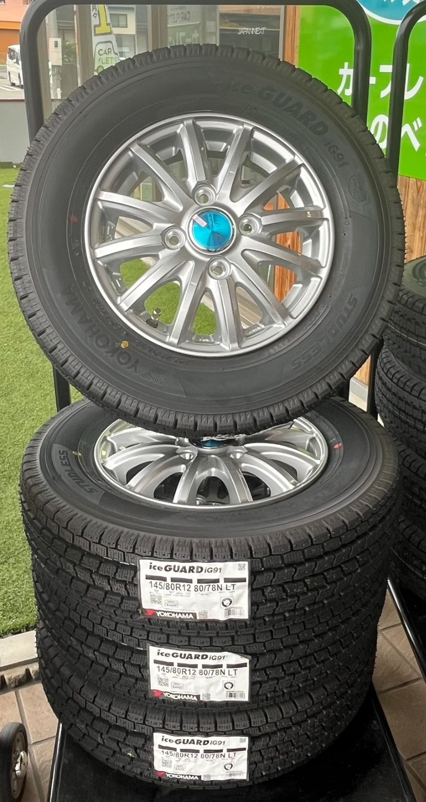 【新品未使用】145/80R12 80/78N LT ヨコハマ iG91 スタッドレス アルミホイール付 4本セット