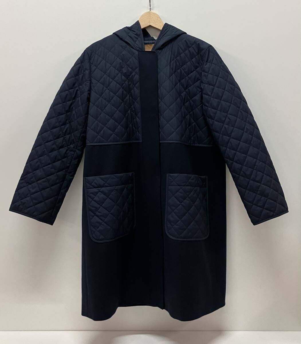 Leilian レリアン JK-0306070 9423-70412 その他コート 切替フーデッドコート キルティング アクリル サイズ11 ネイビー 日本製