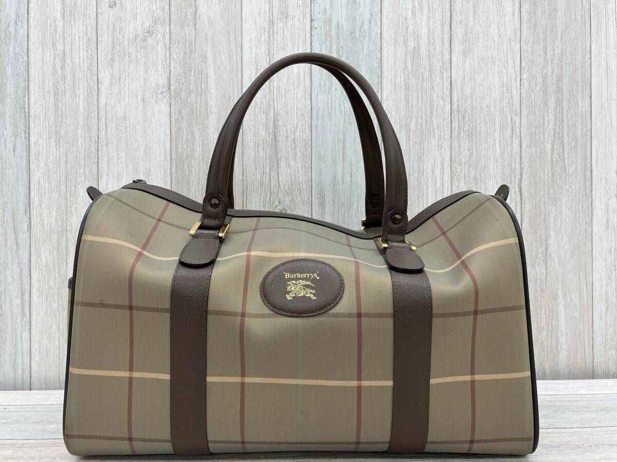 BURBERRY／バーバリー／ボストンバック／ノバチェック柄／玉虫色／箱