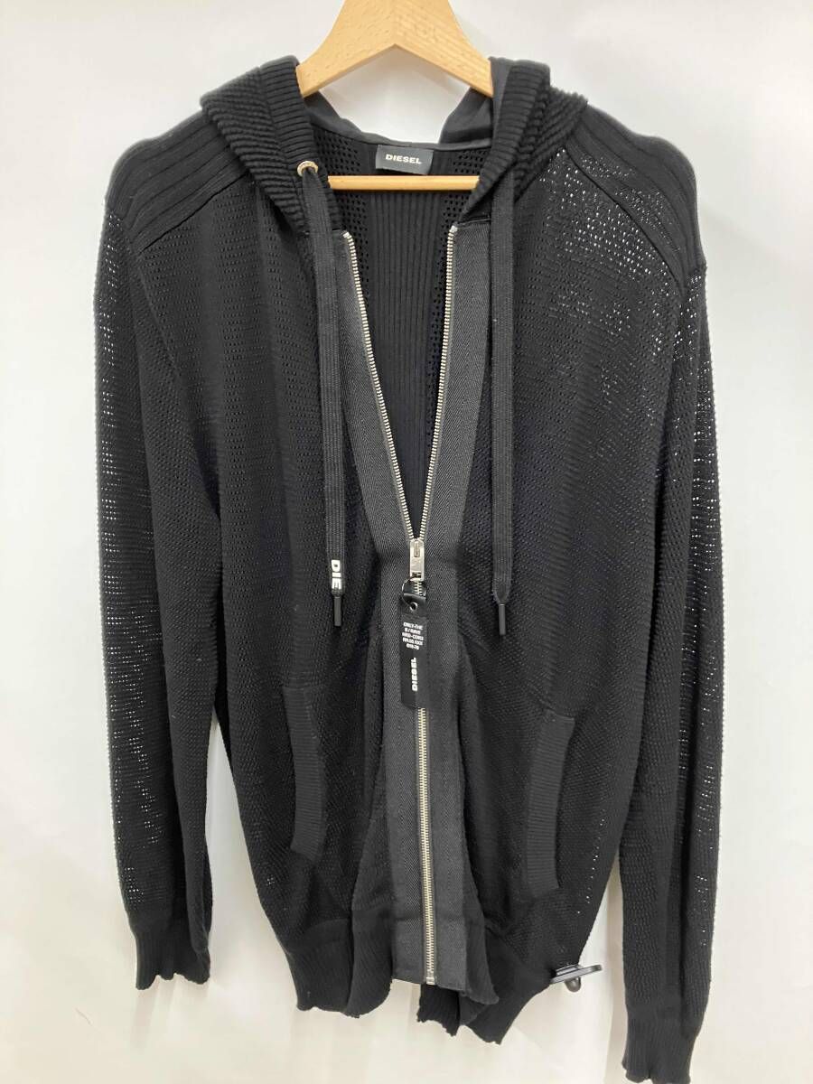 ブラック DIESEL ／K-LIDY ディーゼル メッシュニット ジップパーカー
