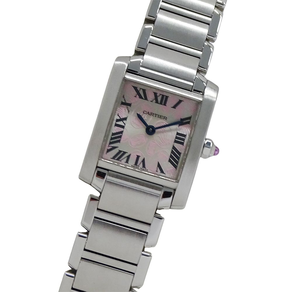 カルティエ Cartier 時計 レディース ブランド タンクフランセーズ SM 2006年クリスマス限定 クオーツ QZ ステンレス SS W51031Q3 シルバー ピンク 磨き済み 【中古】