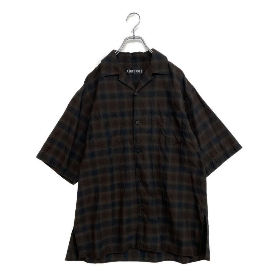 25SS AUBERGE ONBRE DEMI 半袖チェックシャツ size 40 ブラウン オーベルジュ