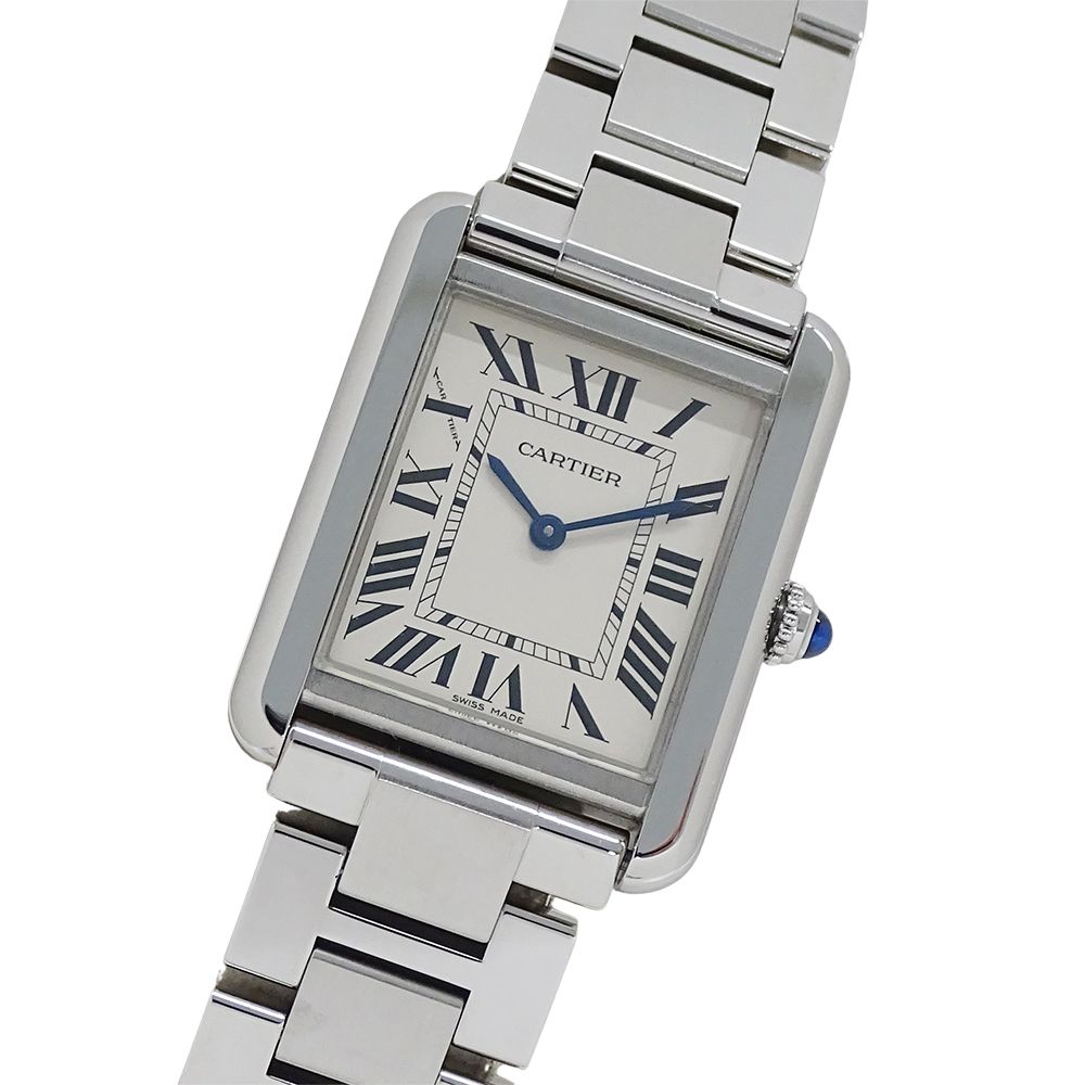 カルティエ Cartier 時計 レディース ブランド タンクソロ SM クオーツ QZ ステンレス SS W5200013 シルバー スクエア 磨き済み 【中古】
