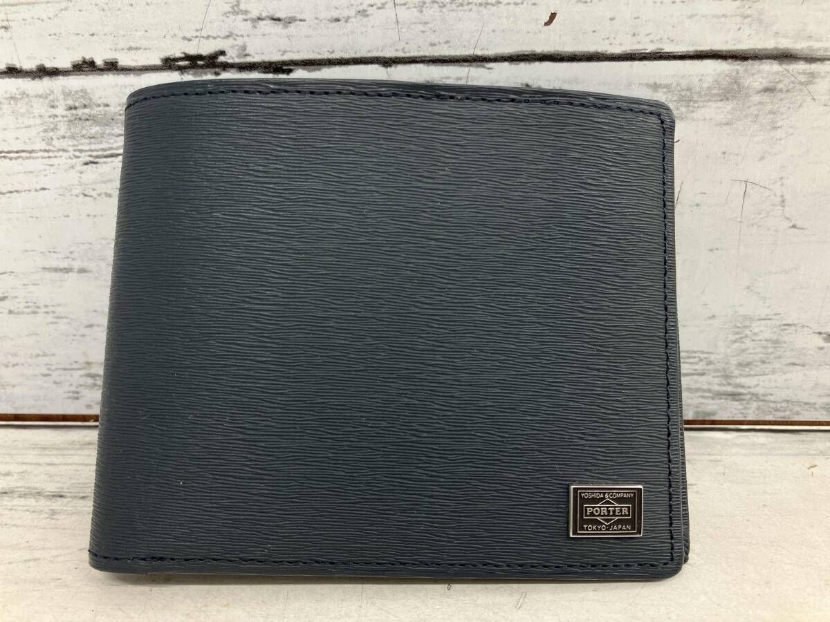 PORTER CURREMT ポーター カレント 二つ折り財布 ネイビー - メルカリ