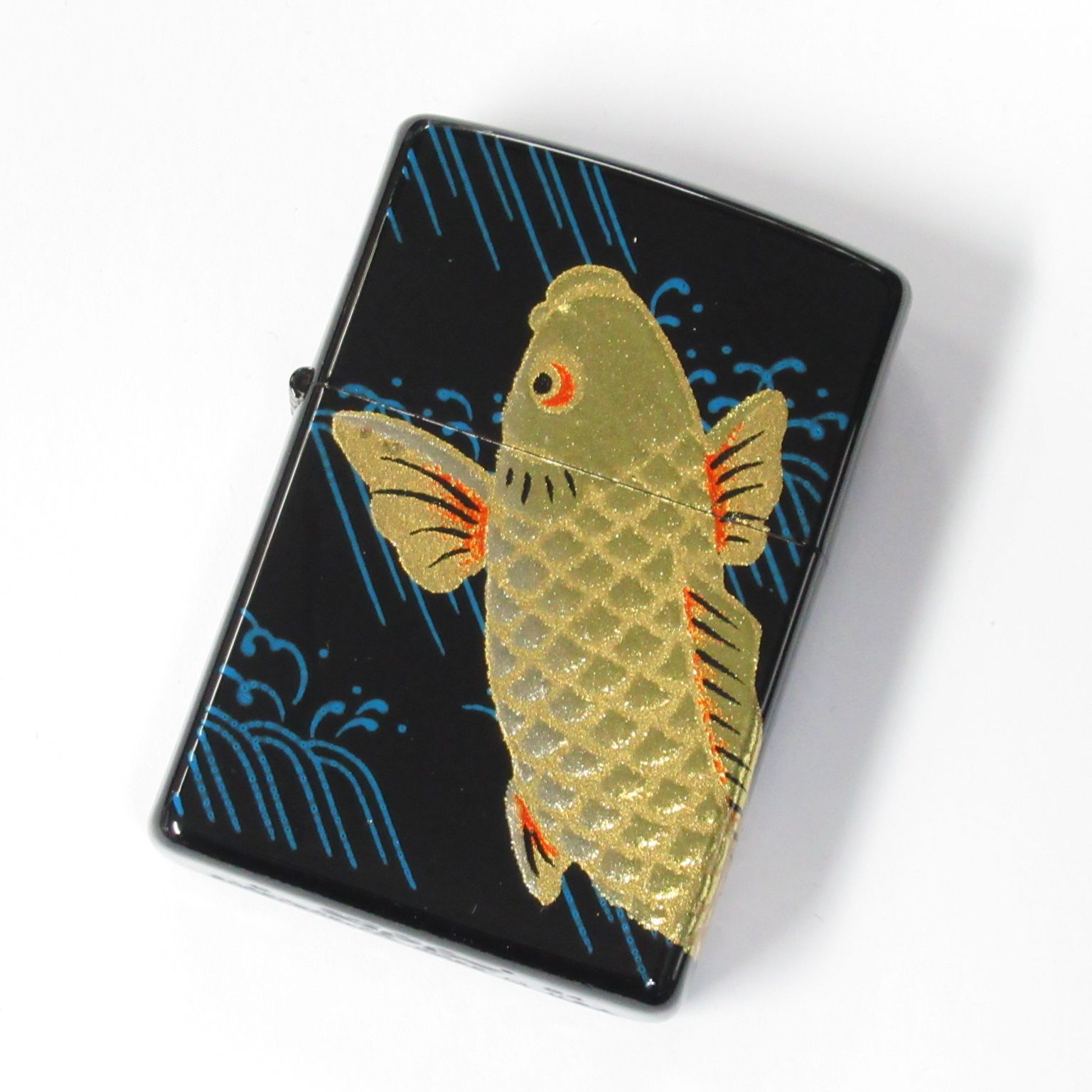 Zippo ジッポーライター 蒔絵 黒 鯉 3面加工