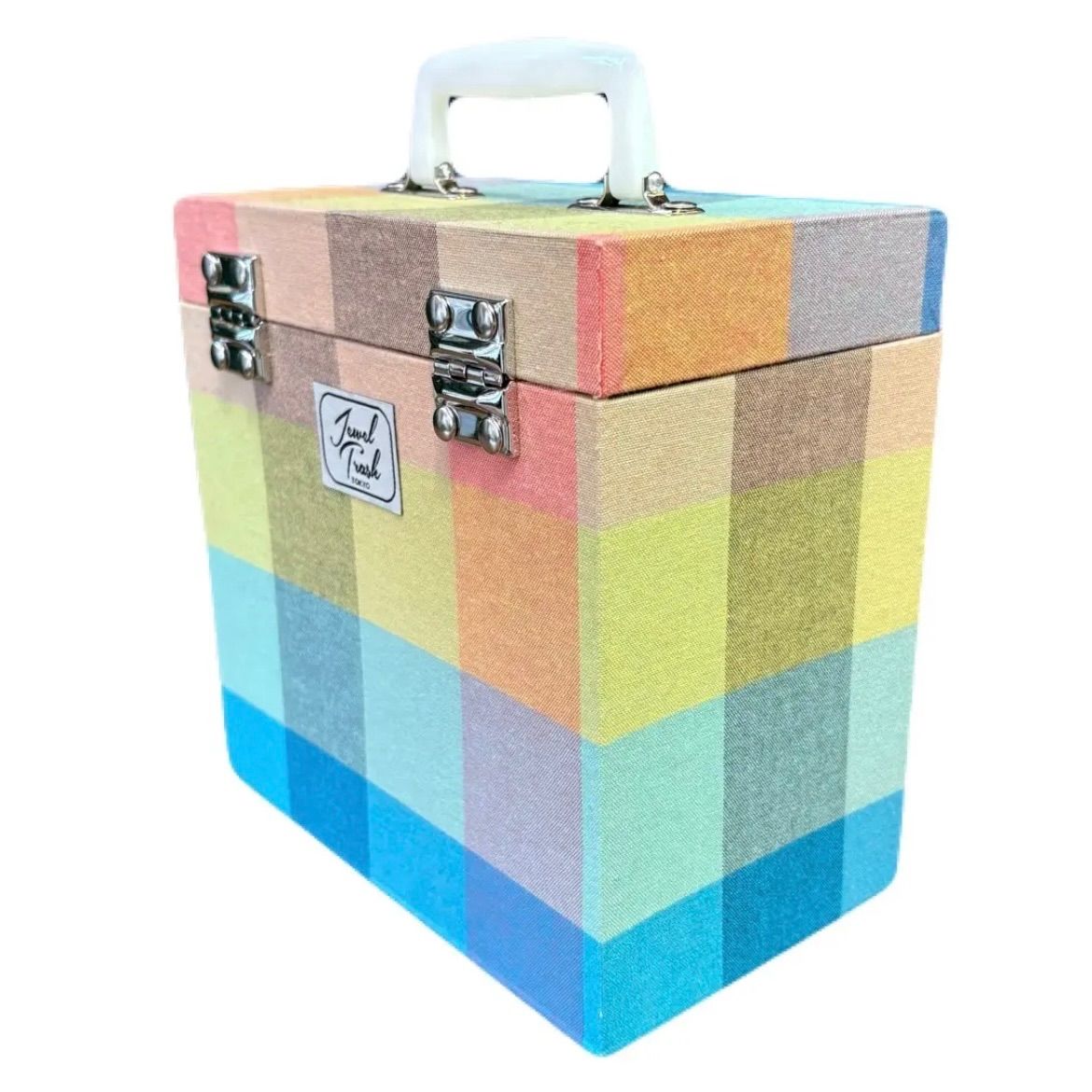jewel trashEP 7インチ レコードケース　ファンシーチェック　　　収納ボックス　キャリーバッグ　モッズ　昭和　レトロ　DJ 60年代　70年代