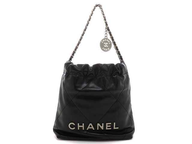 CHANEL　シャネル　CHANEL22　ミニハンドバッグ　AS3980　ブラック/シルバー金具　シャイニーカーフ　2wayショルダーバッグ　レディース　2148104035189【中古】【207】　　 318,607円