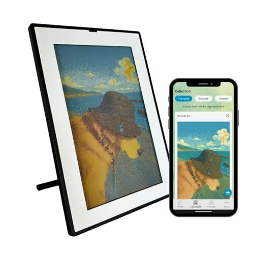SMARTWIZ+ art | デジタルアートフレーム - 電子ペーパー 額縁 AI画像 電力ゼロでも表示 配線不要 目に優しい フルカラー Wi-Fi 壁掛・卓上両用 インテリア ギフト スマートホームｍａ