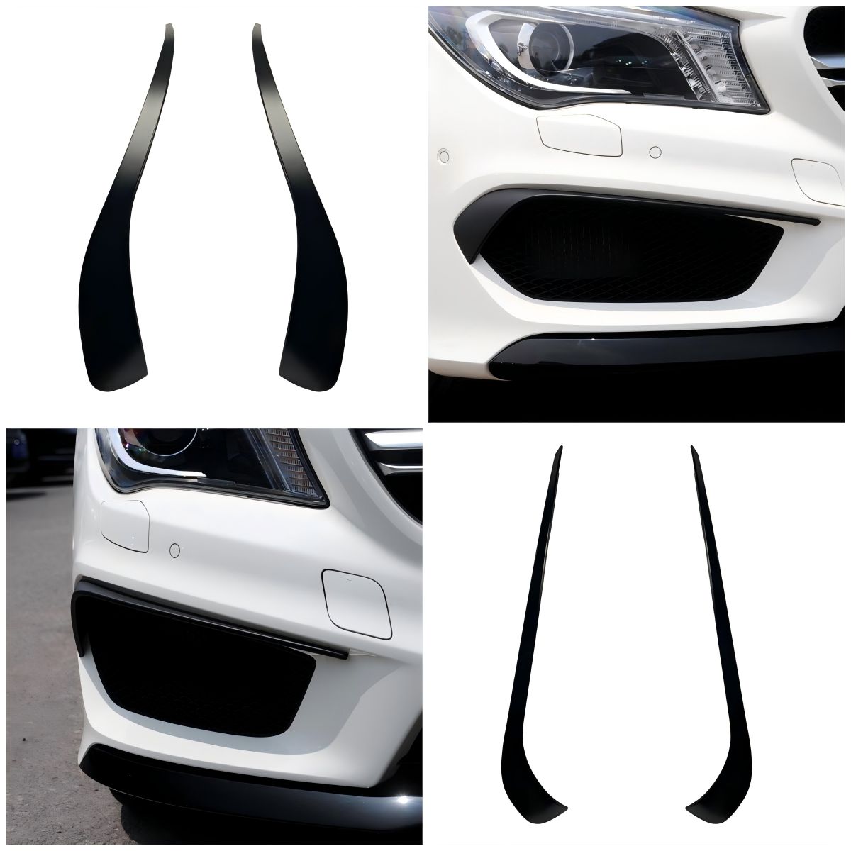 メルセデス・ベンツ CLAクラス C117 2013-2015 CLA200 CLA220 CLA250 AMGフロントバンパー対応 フロントカナード 前風切りサイドフィン 外装パーツ マットブラック ピアノブラック 前まわりを引き締めるスポーティデザイン