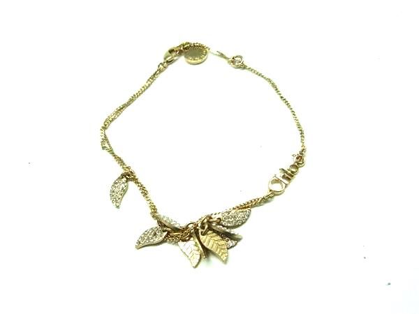 Chloe クロエ ラインストーン リーフモチーフ ブレスレット 