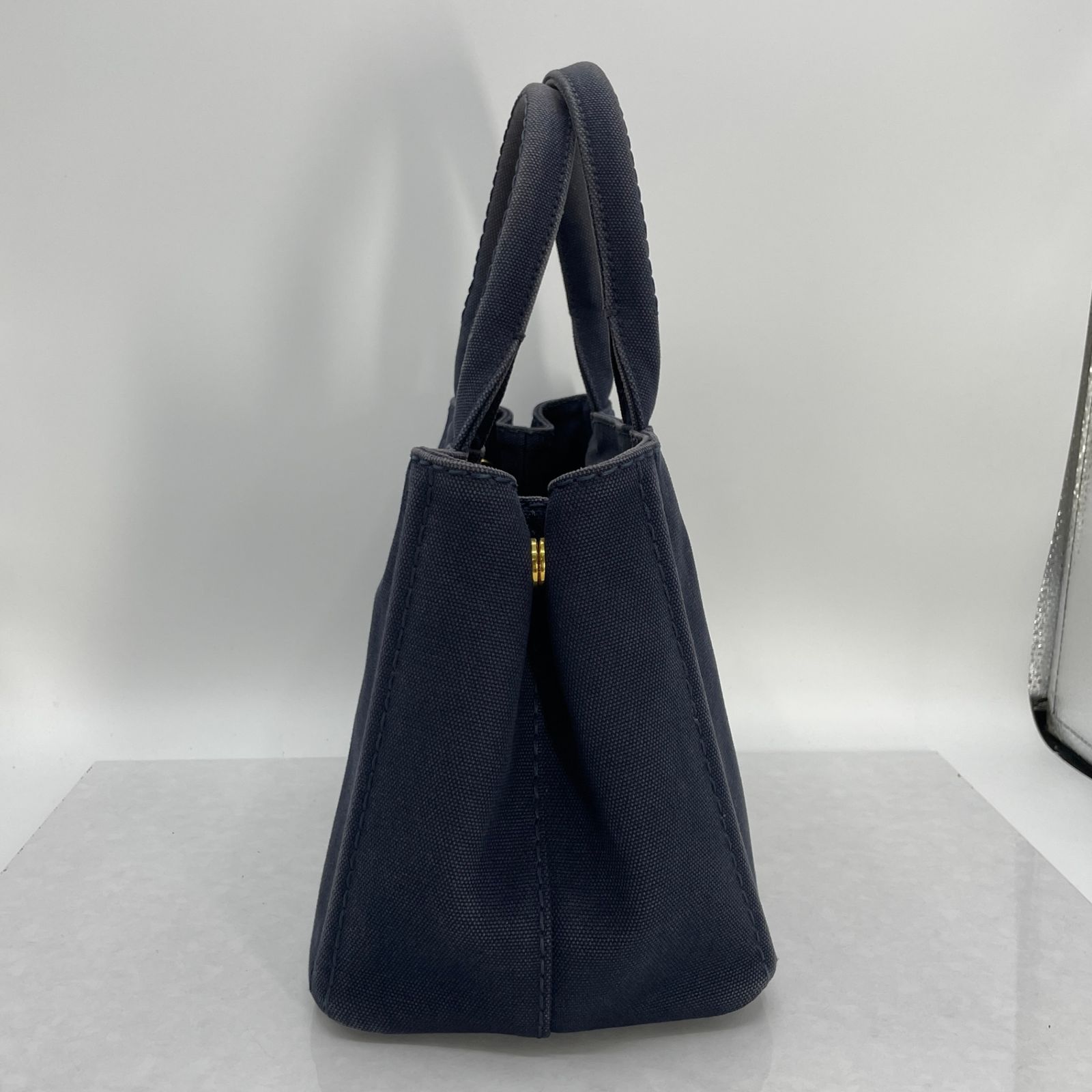PRADA プラダ カナパ 1BG439 ハンドバッグ ネイビー 三角ロゴ ミニ 