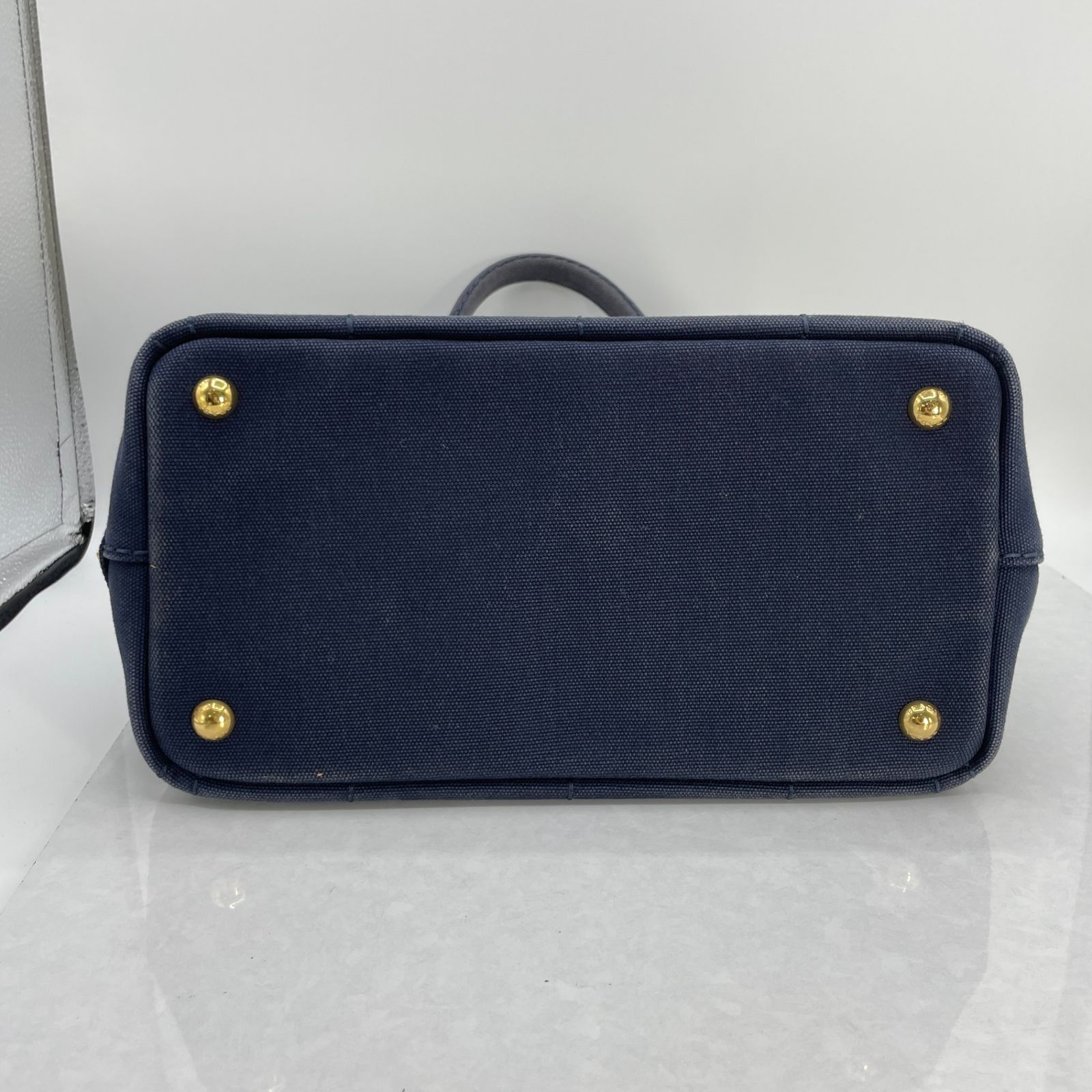 PRADA プラダ カナパ 1BG439 ハンドバッグ ネイビー 三角ロゴ ミニ 