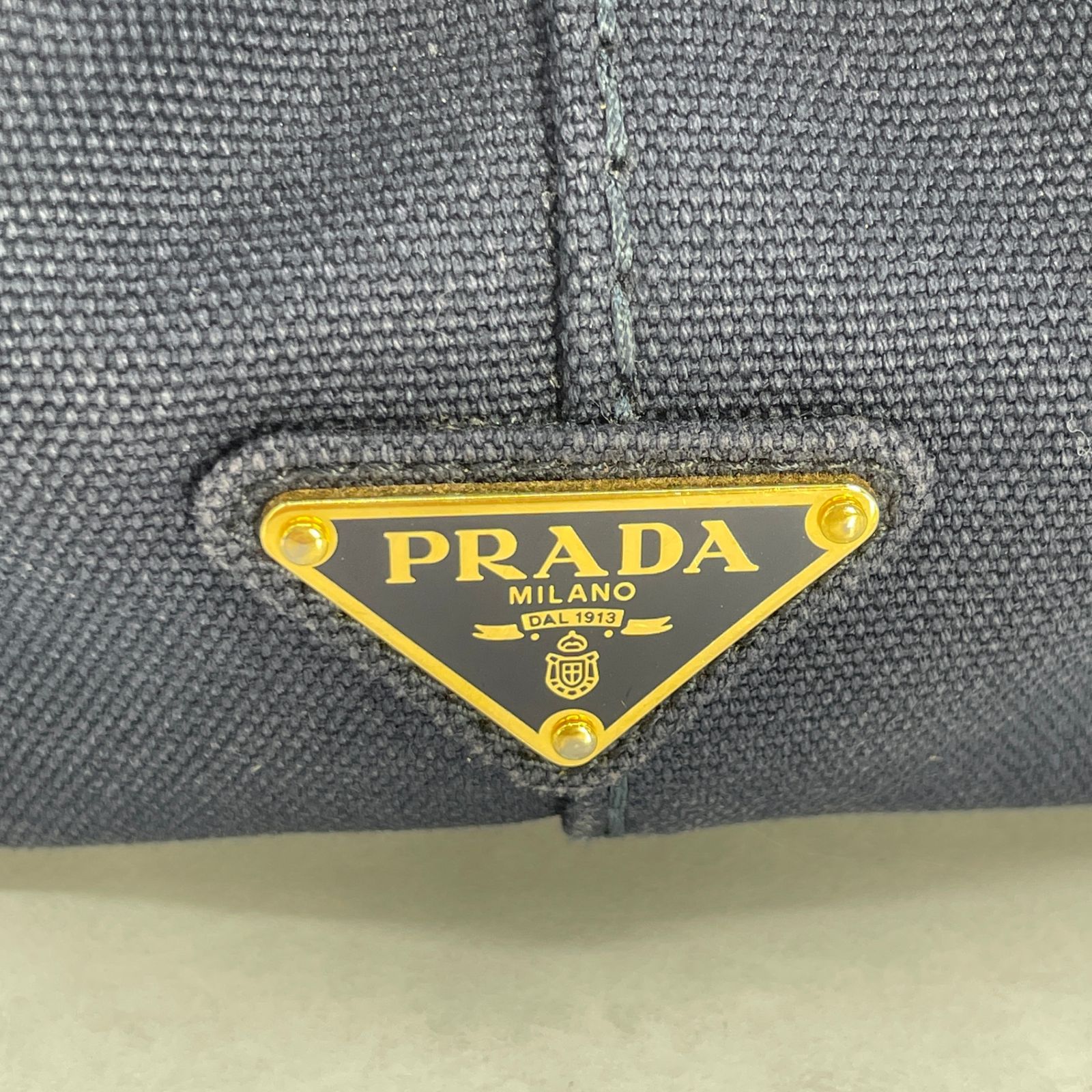 PRADA プラダ カナパ 1BG439 ハンドバッグ ネイビー 三角ロゴ ミニ 