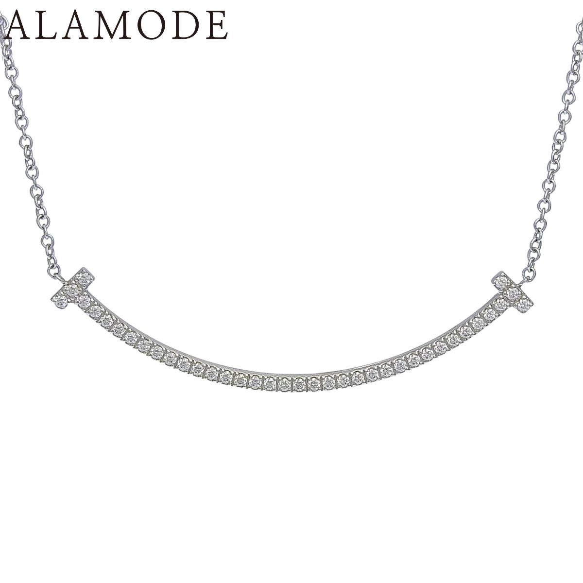 TIFFANY&Co.(ティファニー) ティファニー T スマイル ペンダント スモール ダイヤモンド ホワイトゴールド K18WG 2.2g ネックレス アクセサリー ジュエリー Tスマイル シルバー銀 レディース 40802174853【アラモード】