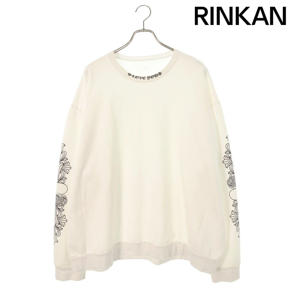 クロムハーツ LOVE YOU CREW SWTSHRT 袖フローラルクロスハートプリントスウェット メンズ XXL