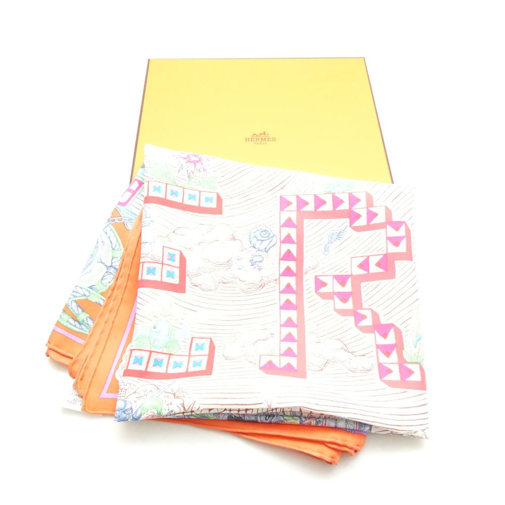 美品 HERMES エルメス Super Silk Quest スーパーシルククエスト スカーフ カレ 90 レディース AM8924