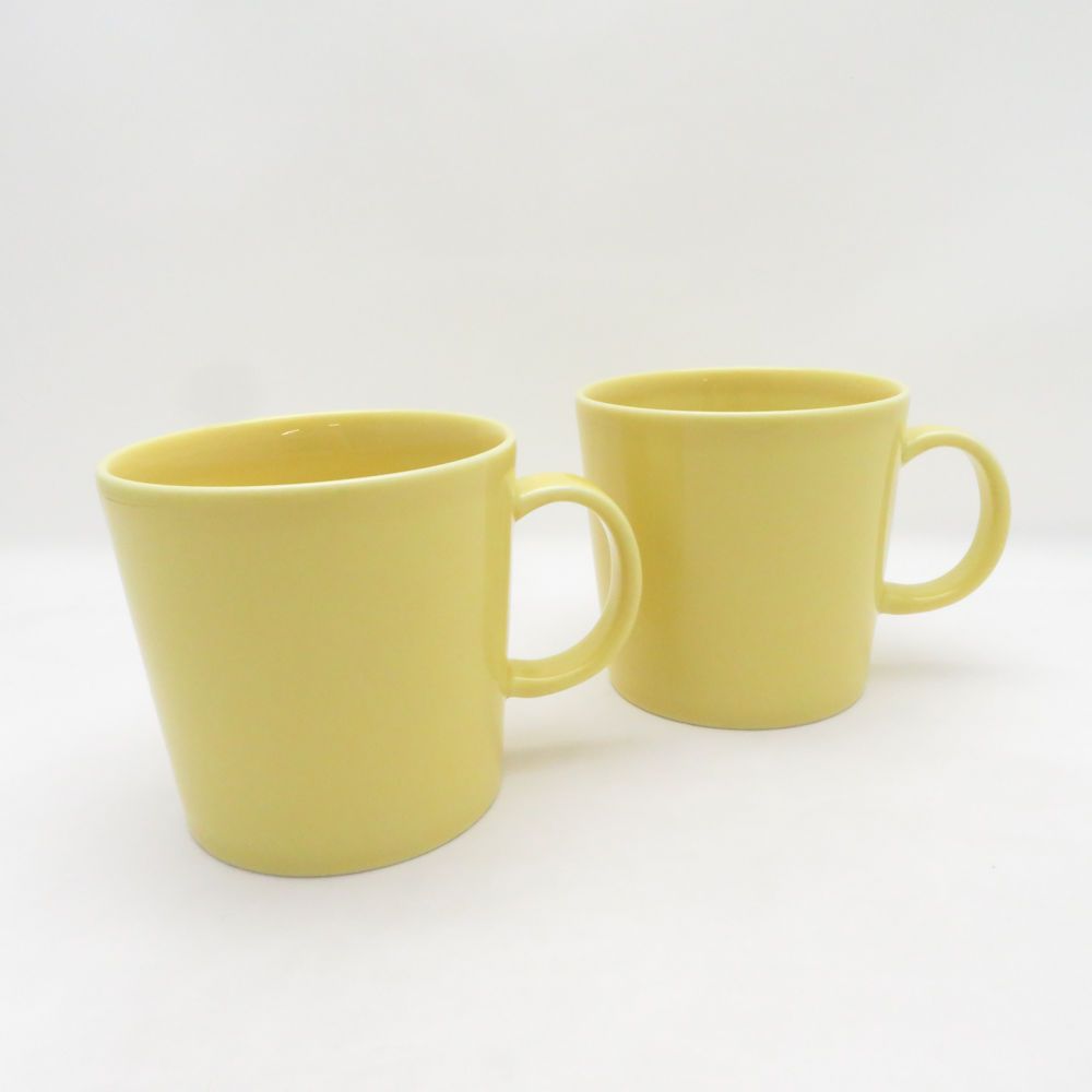 美品 iittala イッタラ ティーマ イエロー マグカップ 2点 磁器 ペア 廃盤色 希少 レア コップ 北欧 SC11223H2