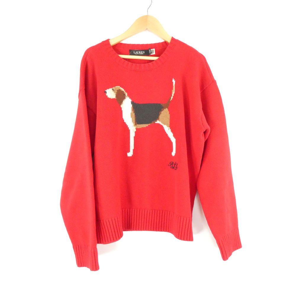 ラルフローレン RALPH LAUREN インターシャニット セーター 犬 レディース LAUREN RALPH LAUREN ラルフローレン インターシャニット