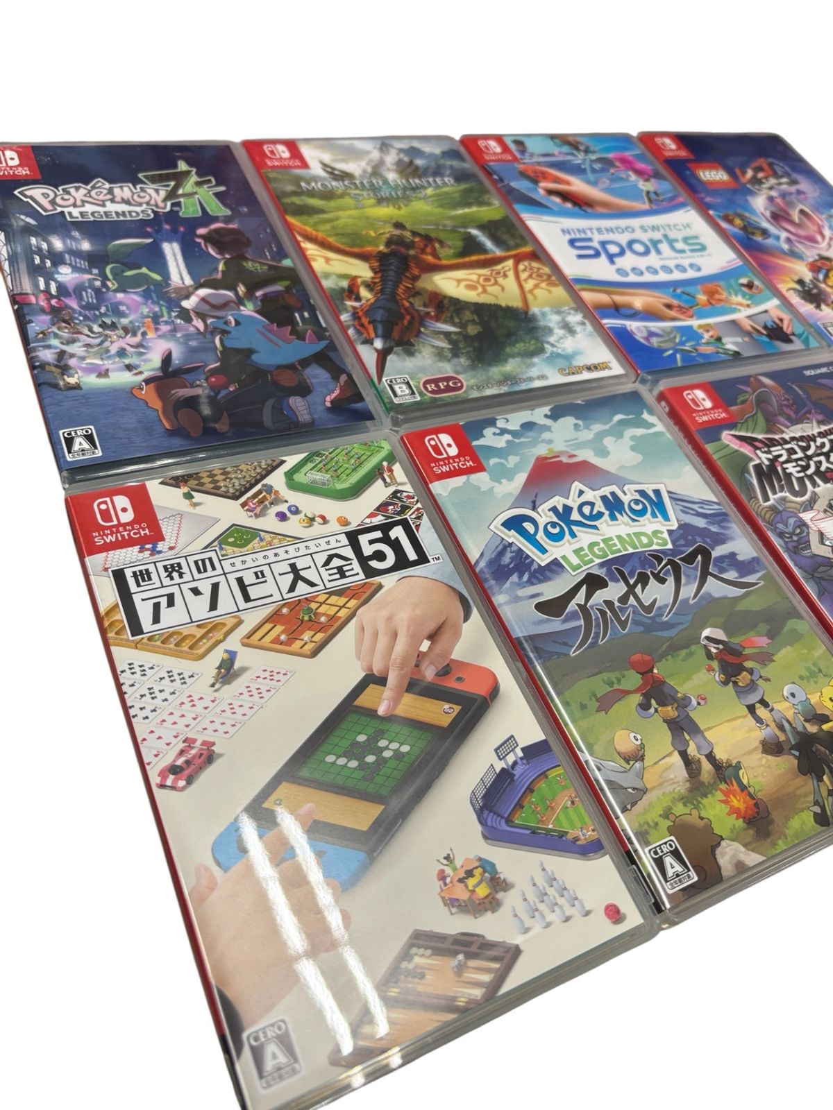 SWITCHソフト８本セット レゴムービー2, 桃太郎電鉄 ,ドラクエモンスターズ３マスターズ版,ポケモンLEGENDSアルセウス,Z-A,モンハンストーリーズ2破滅の翼、他