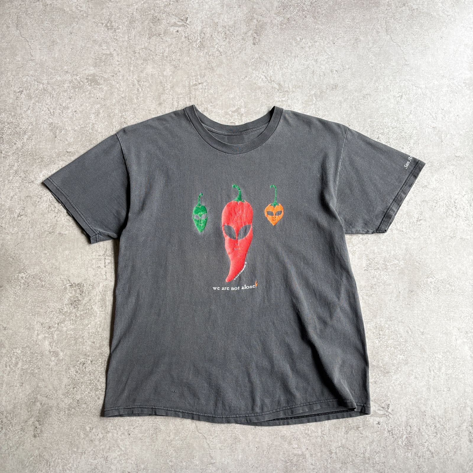 90s Alien Chili pepper Printed Fading T-shirt エイリアン チリペッパー 宇宙人 フェード ボロ Tシャツ TEE