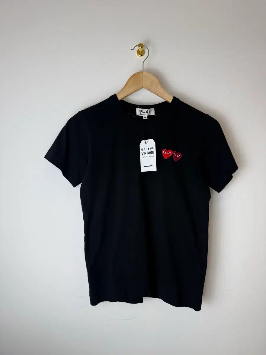 コム・デ・ギャルソン ダブルハート 半袖Tシャツ ブラック