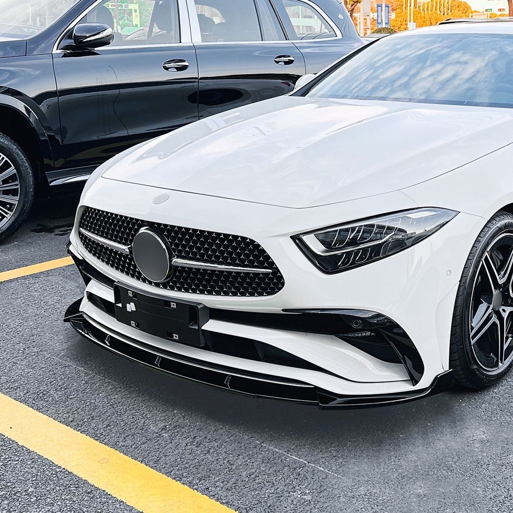 メルセデス・ベンツ CLSクラス CLS-Class C257 後期 2022年以降 AMG Line対応 フロントリップスポイラー 前唇 フロントバンパー下部 外装パーツ ピアノブラック カーボン調 前まわりを引き締めるスポーティデザイン ドレスアップ用