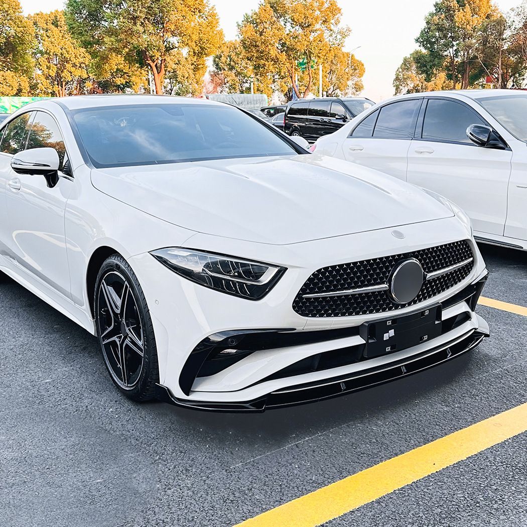 メルセデス・ベンツ CLSクラス CLS-Class C257 後期 2022年以降 AMG Line対応 フロントリップスポイラー 前唇 フロントバンパー下部 外装パーツ ピアノブラック カーボン調 前まわりを引き締めるスポーティデザイン ドレスアップ用