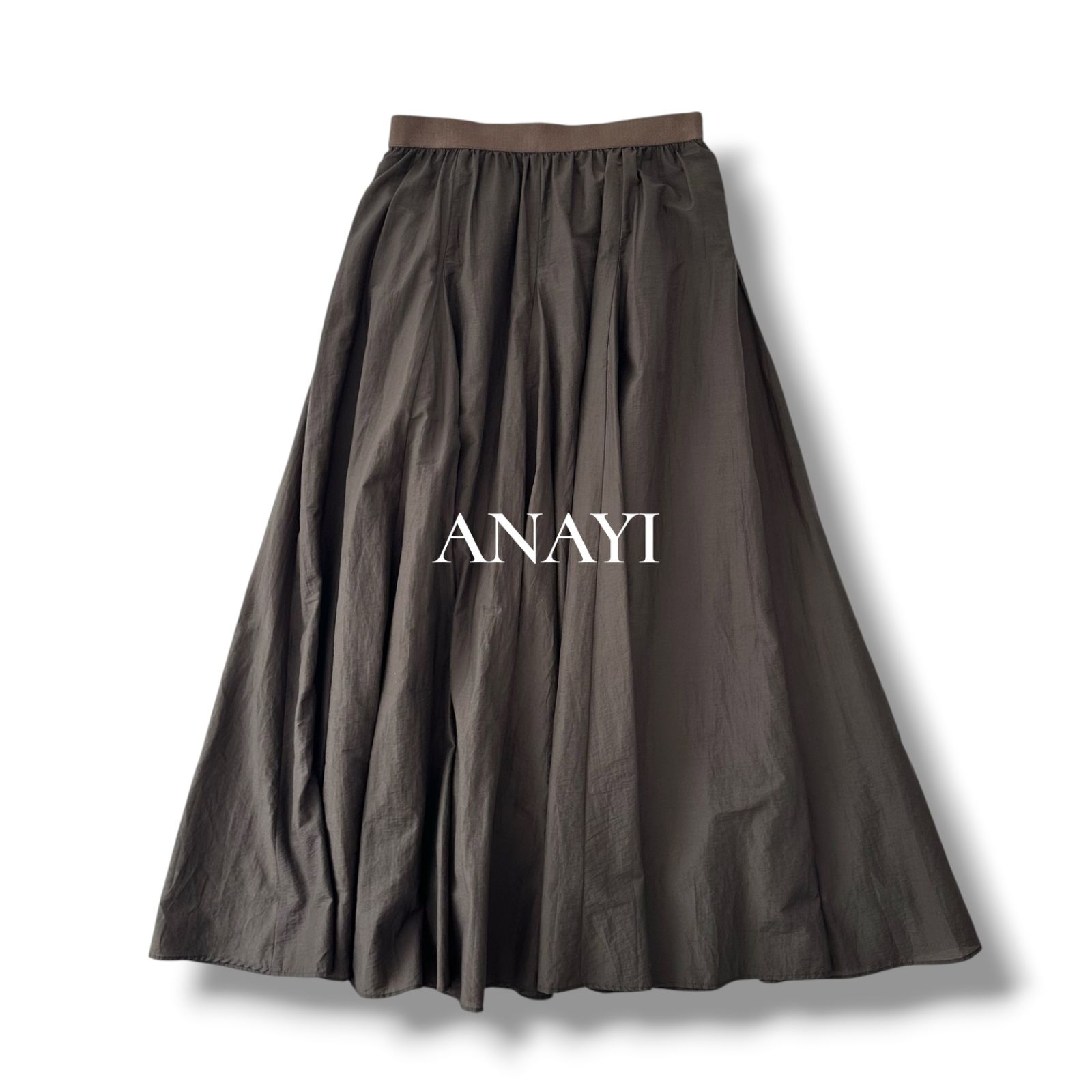 アナイ ANAYI ナイロンコットンタフタ マチフレアスカート ロング 美品 25SS 36 S 美品 6JU002