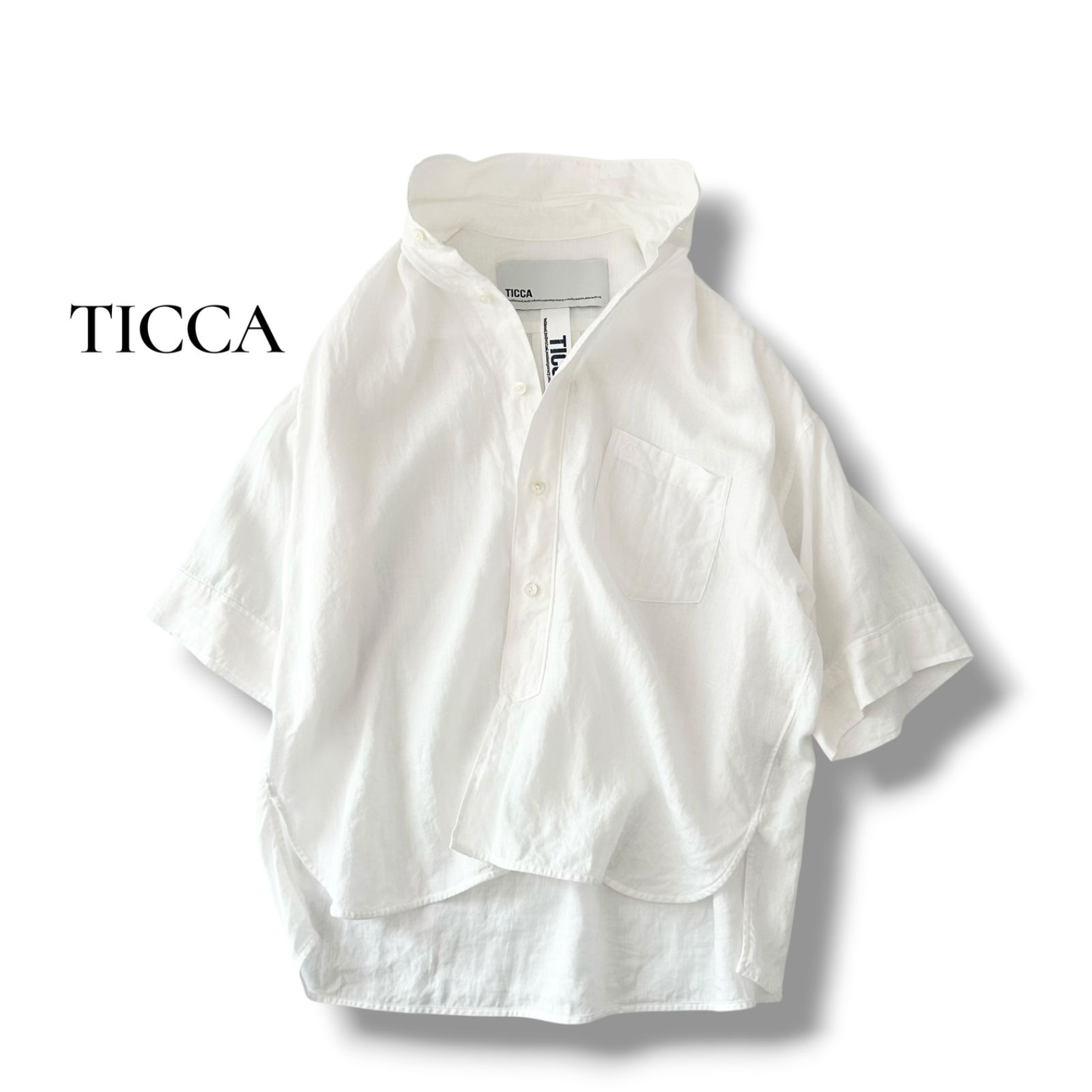 TICCA リネン半袖シャツ LINEN SHORT SLEEVE SHIRT 麻100% 白 25SS 6JU015