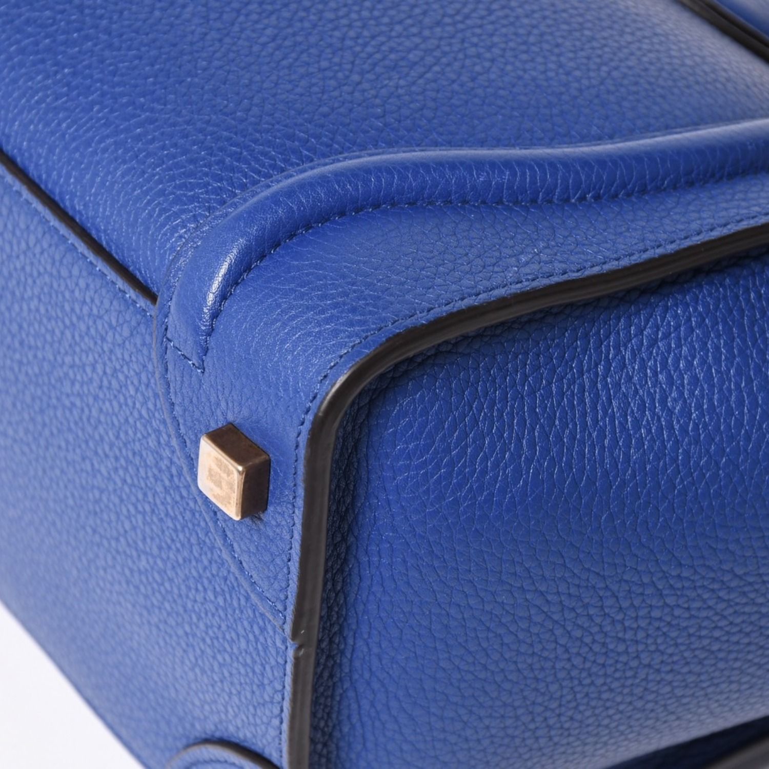 CELINE セリーヌ ラゲージマイクロショッパー ショルダーバッグ ハンドバッグ フィービー期 廃盤 インディゴブルー カーフスキン スエード ゴールド金具 美品 中古 4a003459