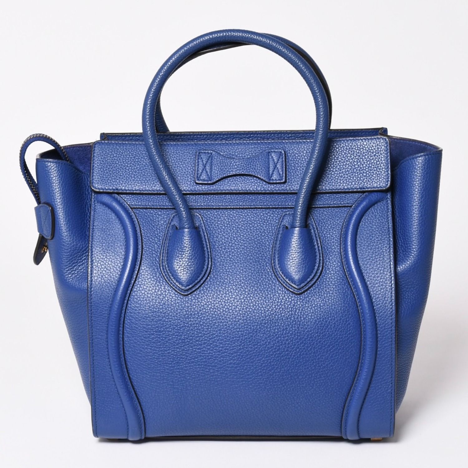 CELINE セリーヌ ラゲージマイクロショッパー ショルダーバッグ ハンドバッグ フィービー期 廃盤 インディゴブルー カーフスキン スエード ゴールド金具 美品 中古 4a003459