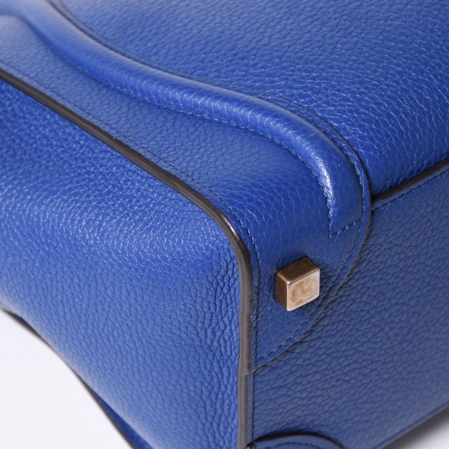 CELINE セリーヌ ラゲージマイクロショッパー ショルダーバッグ ハンドバッグ フィービー期 廃盤 インディゴブルー カーフスキン スエード ゴールド金具 美品 中古 4a003459