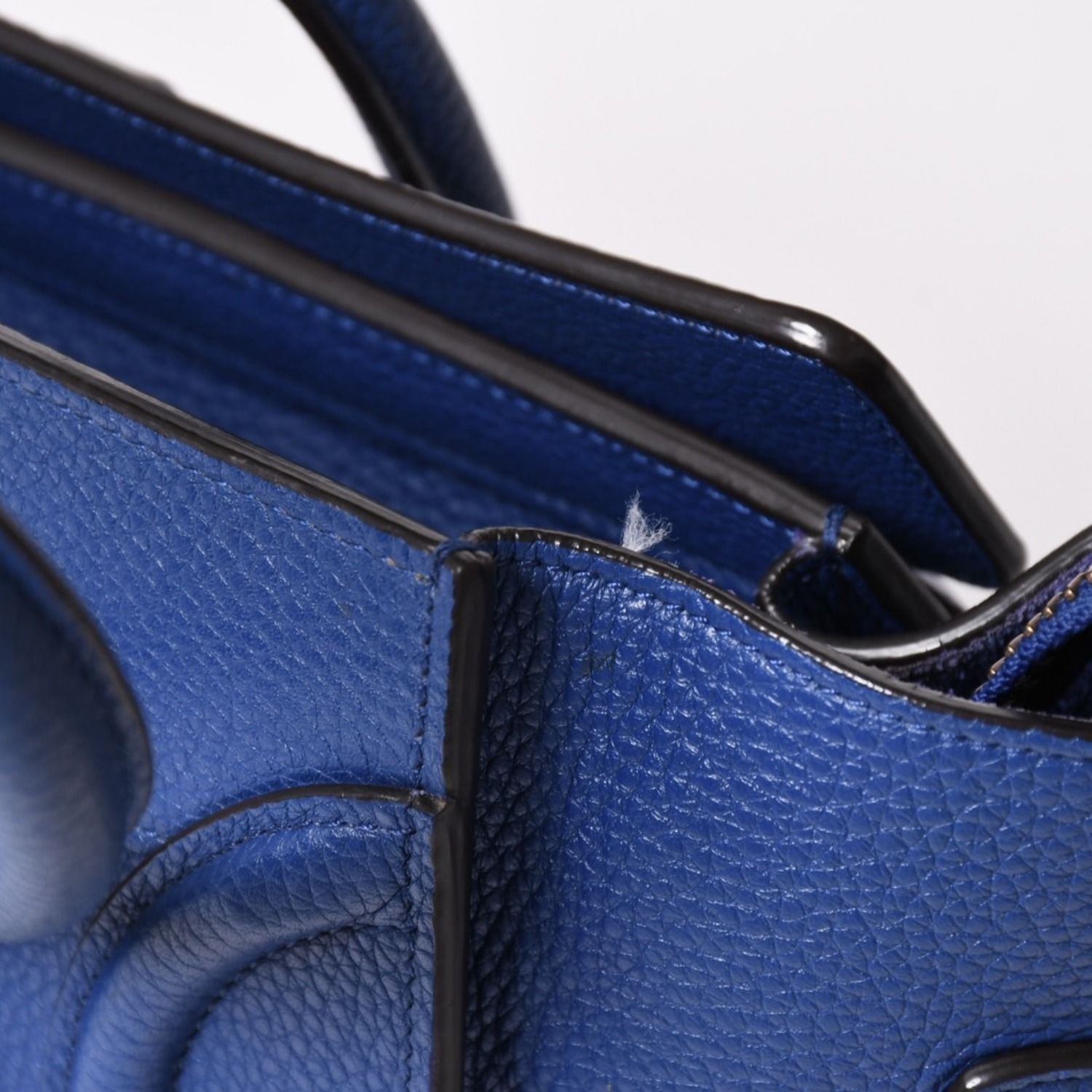 CELINE セリーヌ ラゲージマイクロショッパー ショルダーバッグ ハンドバッグ フィービー期 廃盤 インディゴブルー カーフスキン スエード ゴールド金具 美品 中古 4a003459
