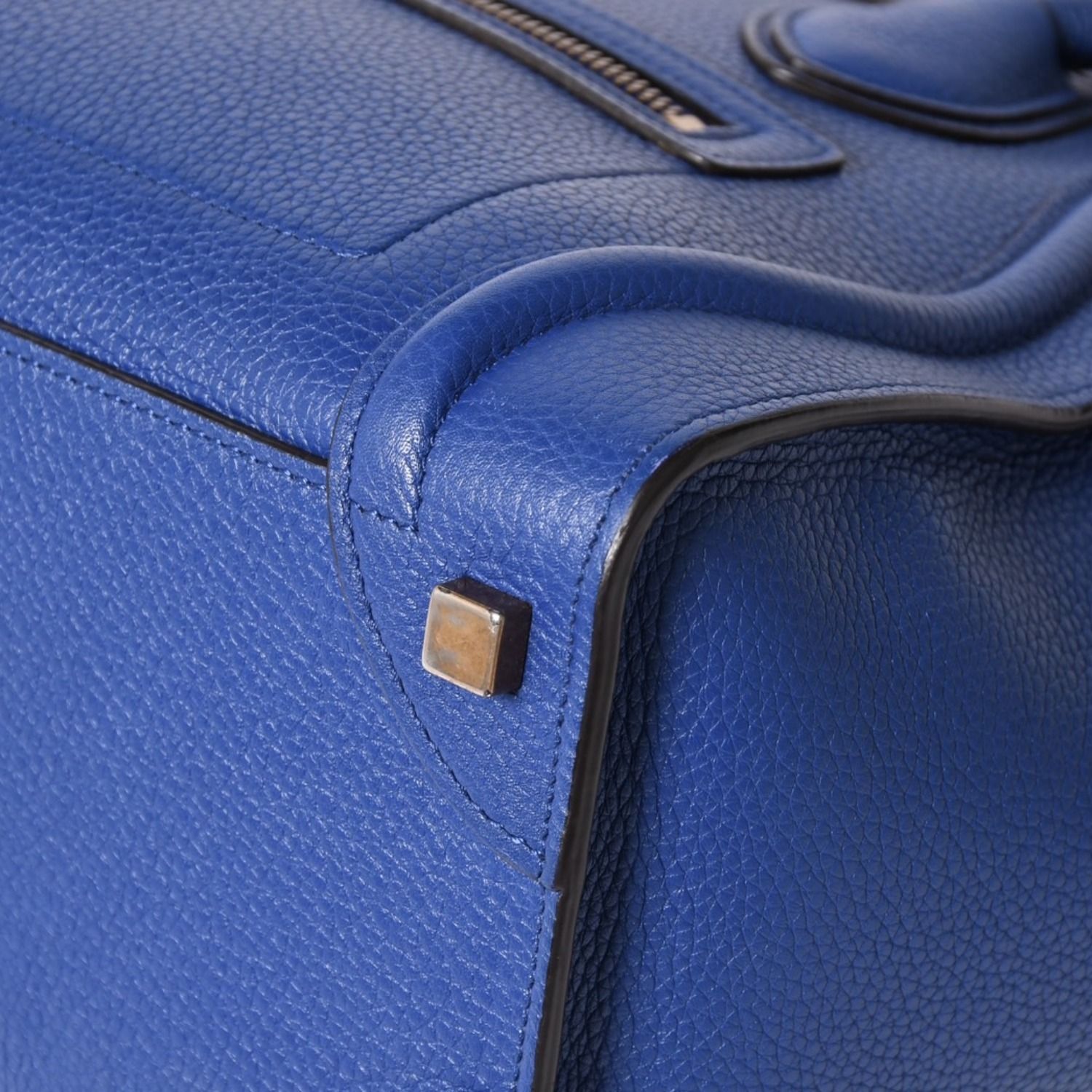 CELINE セリーヌ ラゲージマイクロショッパー ショルダーバッグ ハンドバッグ フィービー期 廃盤 インディゴブルー カーフスキン スエード ゴールド金具 美品 中古 4a003459