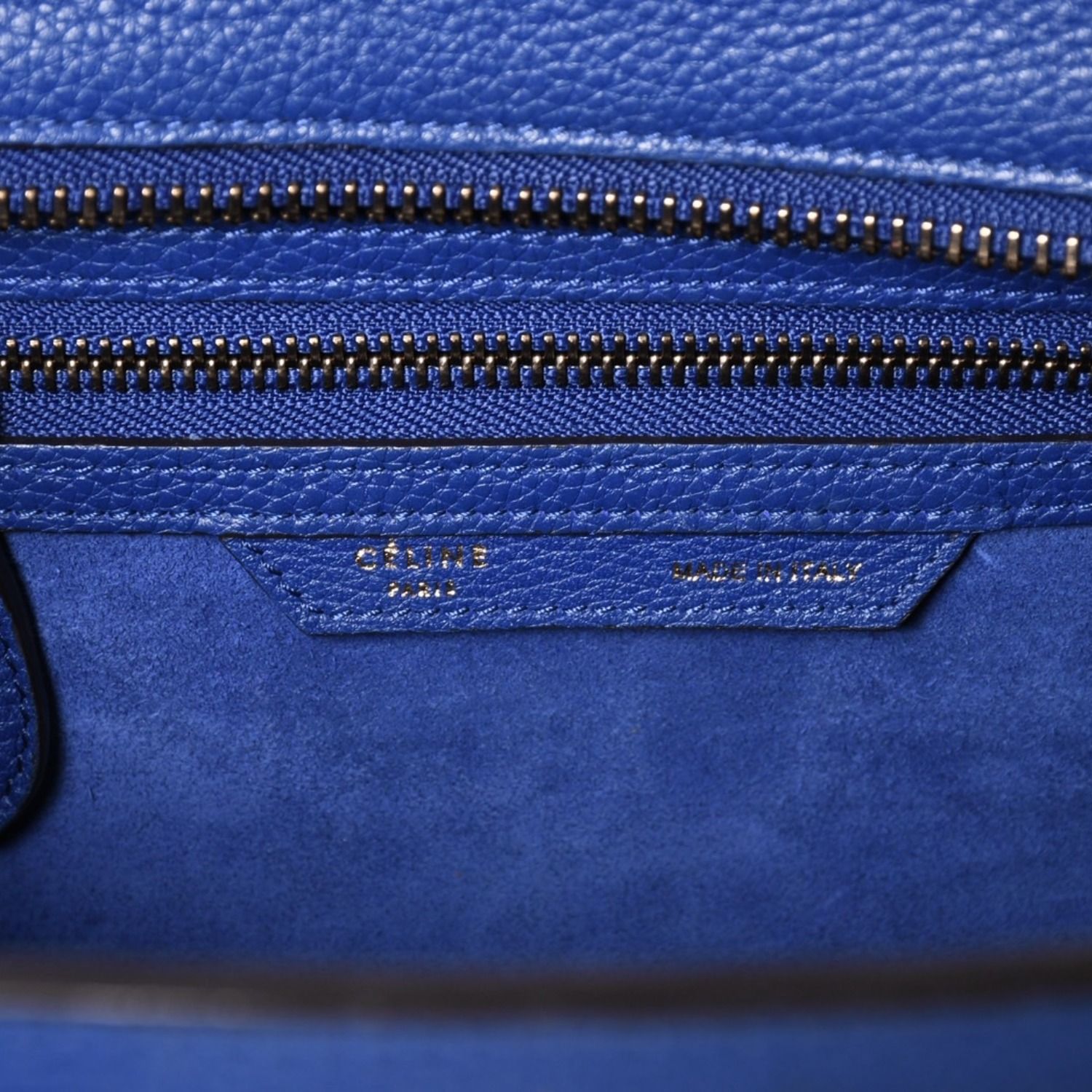 CELINE セリーヌ ラゲージマイクロショッパー ショルダーバッグ ハンドバッグ フィービー期 廃盤 インディゴブルー カーフスキン スエード ゴールド金具 美品 中古 4a003459