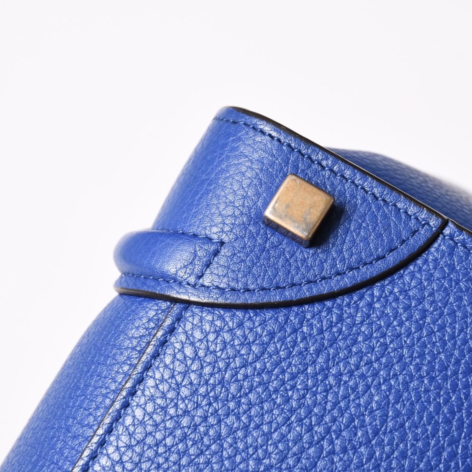 CELINE セリーヌ ラゲージマイクロショッパー ショルダーバッグ ハンドバッグ フィービー期 廃盤 インディゴブルー カーフスキン スエード ゴールド金具 美品 中古 4a003459
