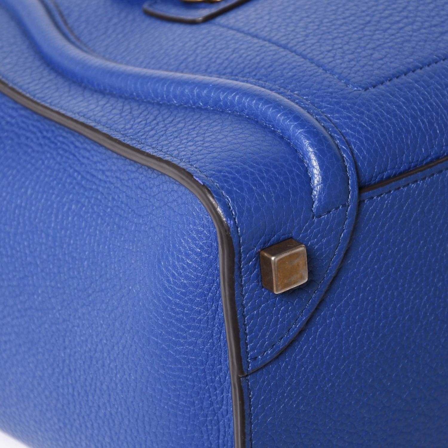 CELINE セリーヌ ラゲージマイクロショッパー ショルダーバッグ ハンドバッグ フィービー期 廃盤 インディゴブルー カーフスキン スエード ゴールド金具 美品 中古 4a003459
