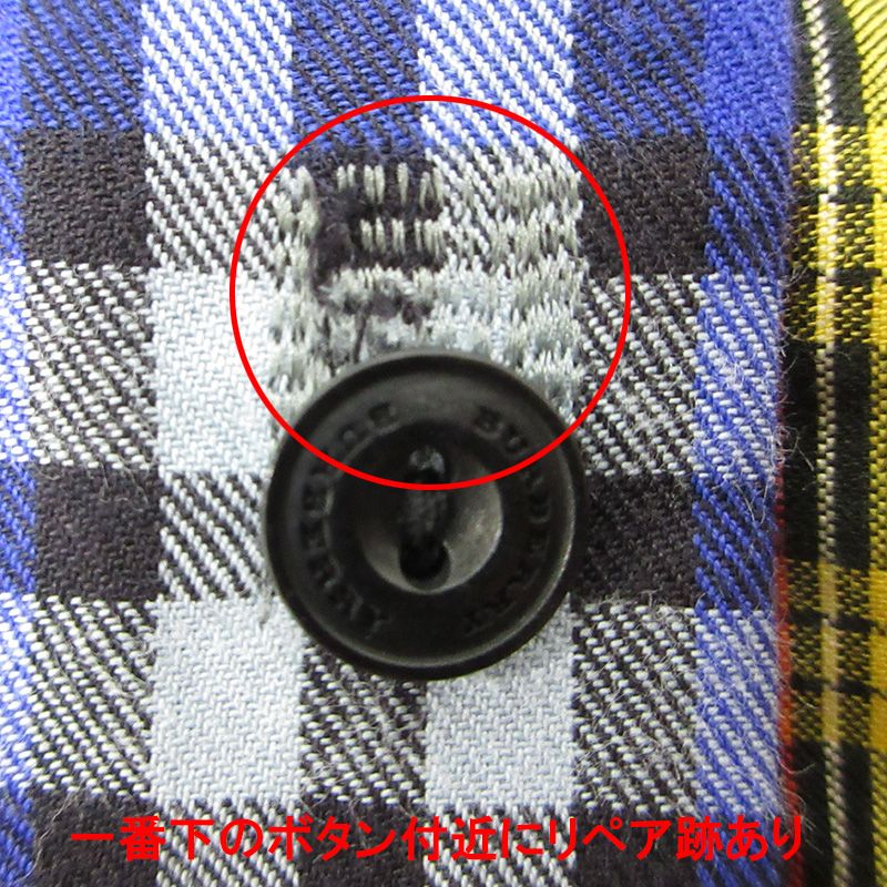 【三重本店】 中古 BURBERRY London England | バーバリーロンドンイングランド クレイジーパターンチェックシャツ 総柄切替え長袖シャ 8002553 ブルー×イエロー×ベージュ マルチカラー サイズ：L 【108】