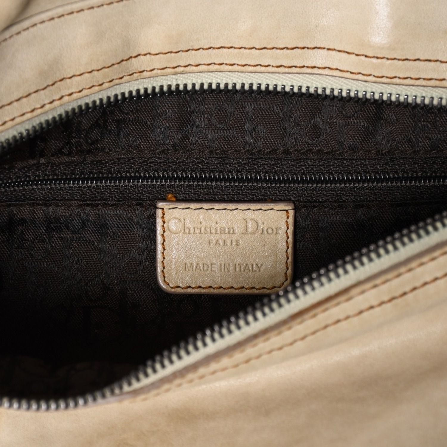 Christian Dior クリスチャンディオール ガウチョサドルバッグ ショルダーバッグ 05-MA-0066 ガリアーノ期 2006SS レザー ベージュ 美品 中古 4a003549